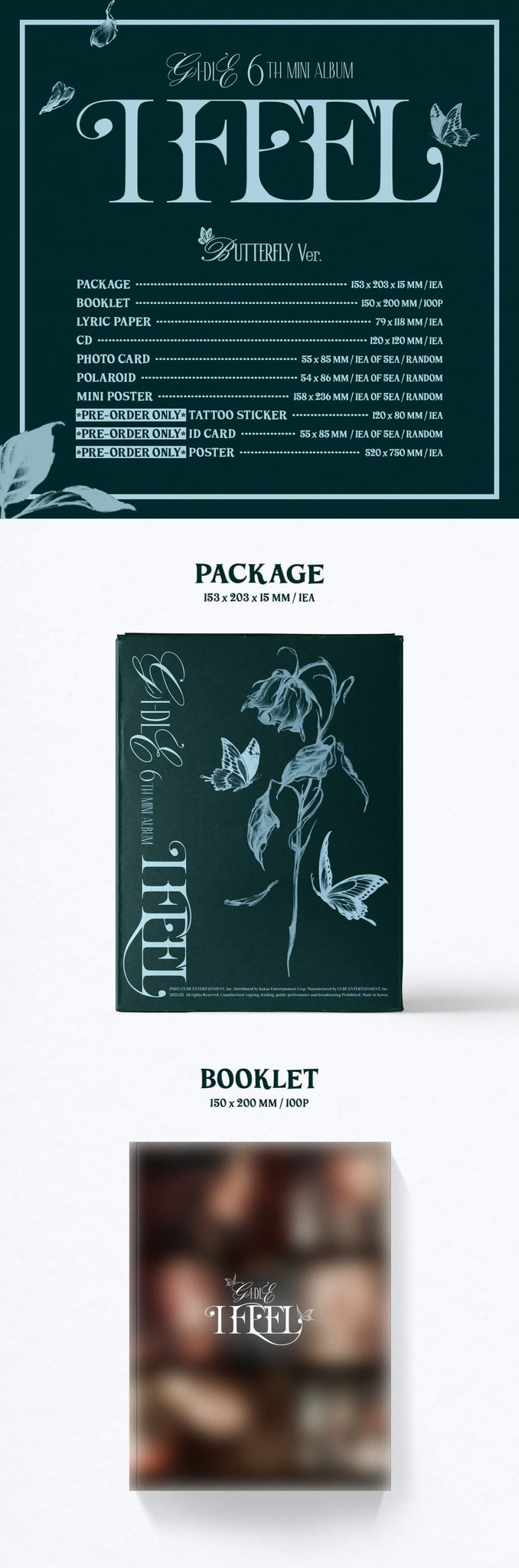(G)I-DLE I FEEL - Butterfly Version Inclusions Package Booklet