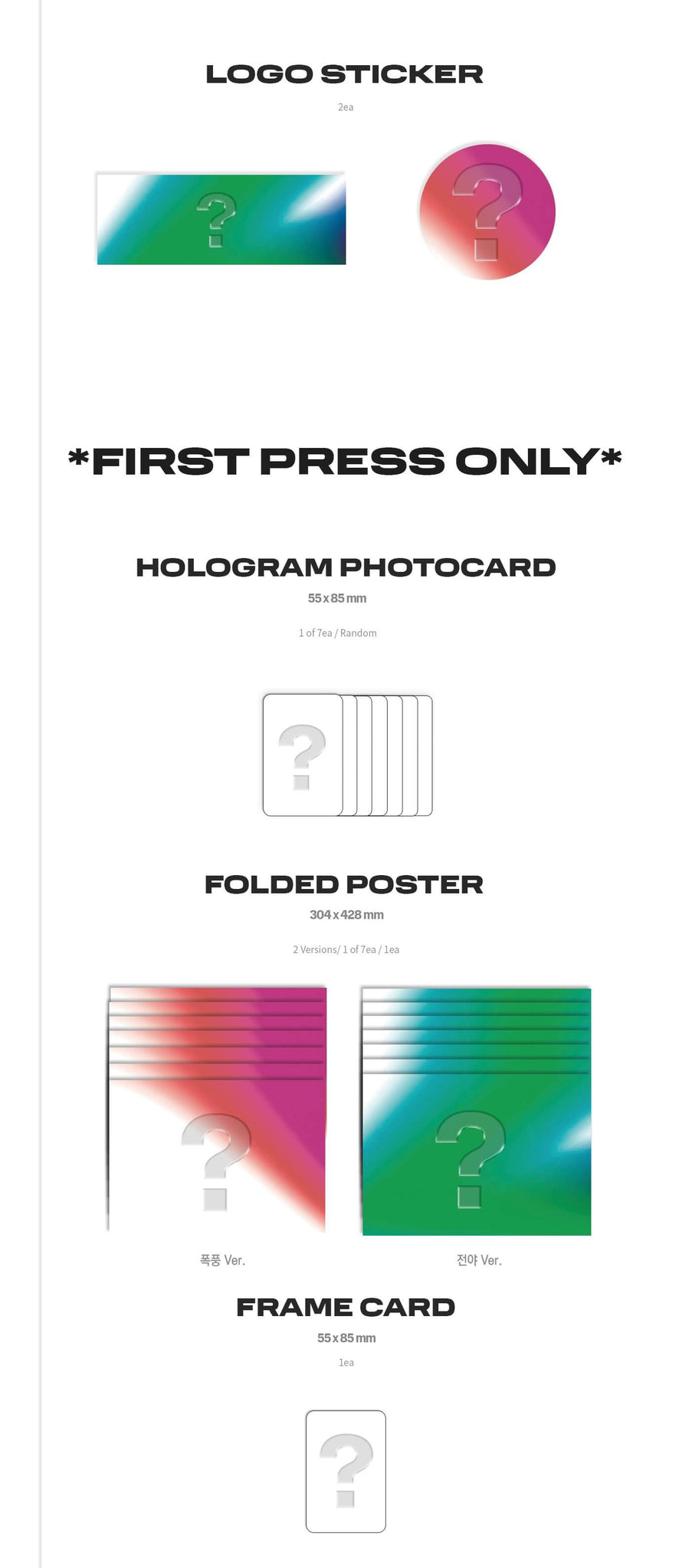 TEMPEST The Calm Before The Storm Inclusions Logo Sticker 1st Press Only Hologram Photocard Folded Poster Frame Card