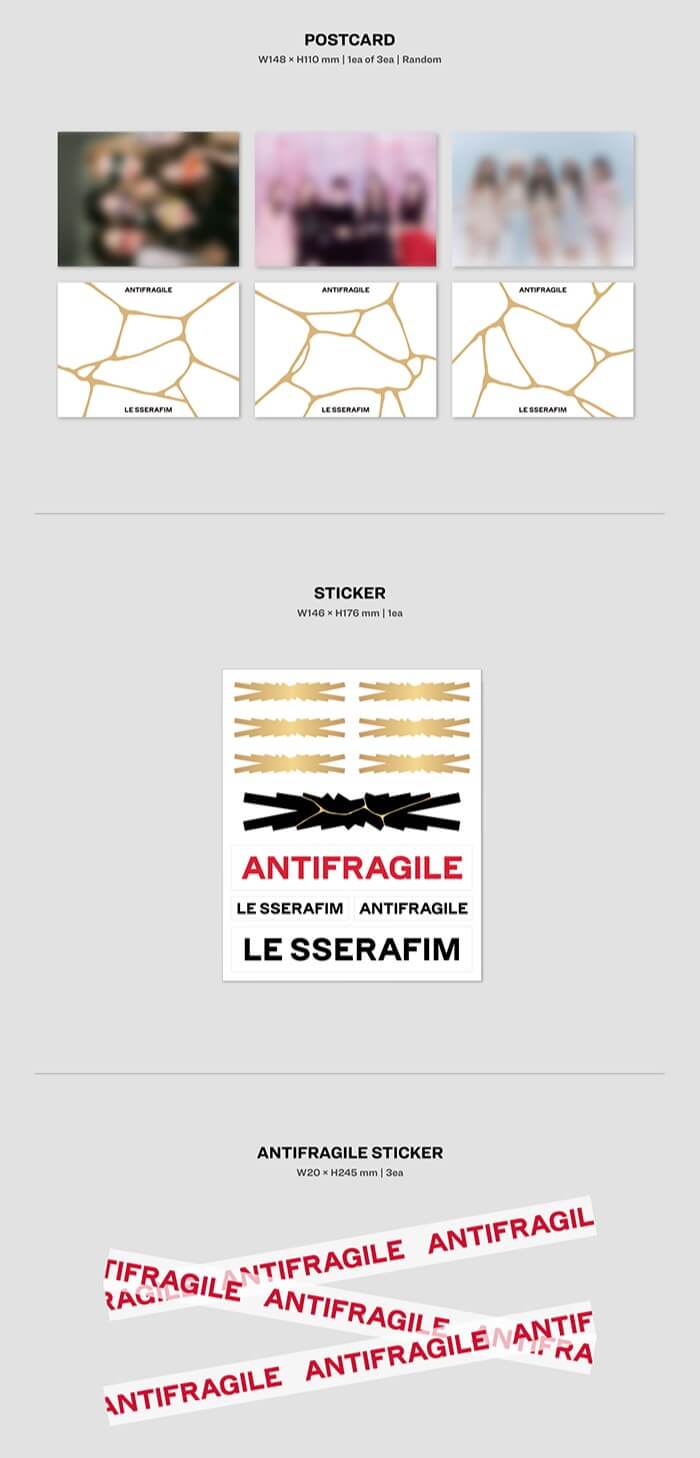 LE SSERAFIM ANTIFRAGILE Standard Inclusions Postcard Sticker Antifragile Sticker