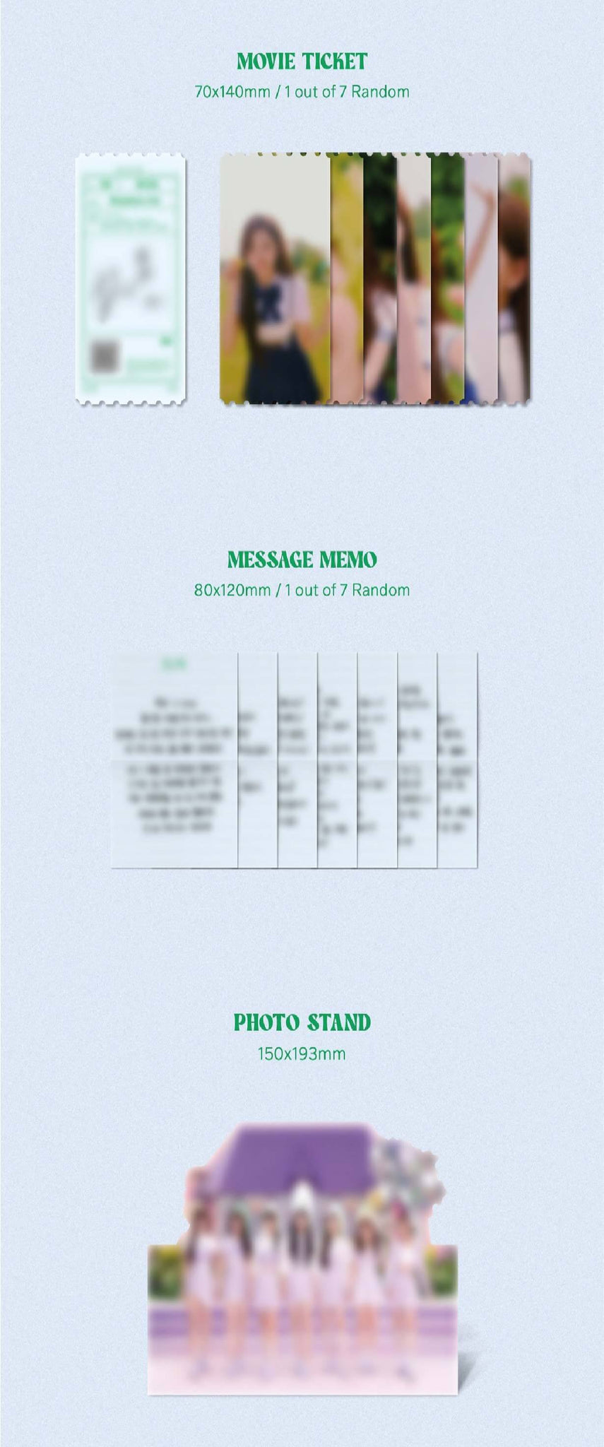 CSR 1st Mini Album Sequence : 7272 Inclusions Movie Ticket Message Memo Photo Stand