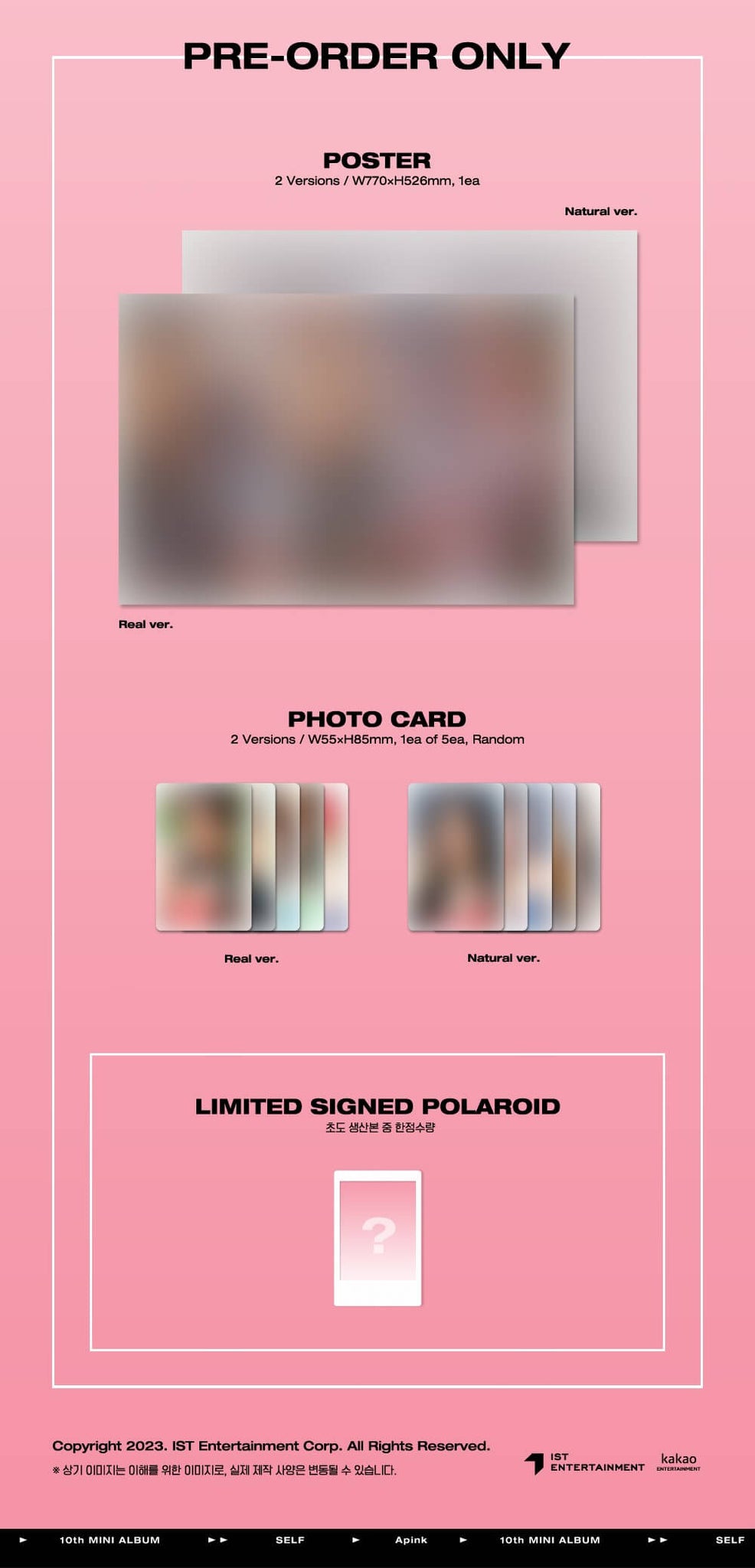 Apink 10th Mini Album SELF Inclusions Pre-order Only Poster Photocard Limited Signed Polaroid
