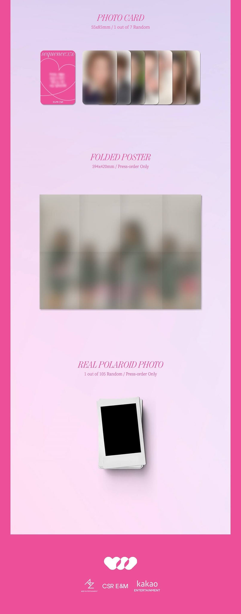 CSR 1st Single Album Sequence : 17& Inclusions Photocard 1st Press Folded Poster Real Polaroid Photo