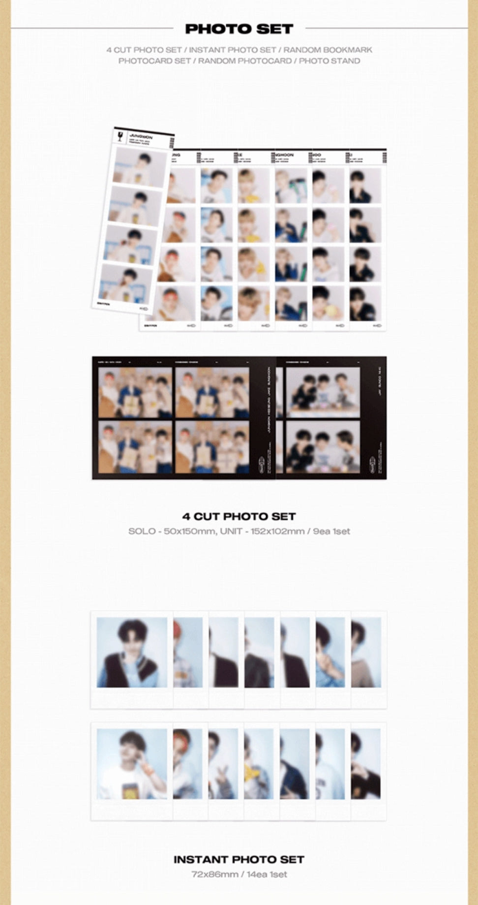 ENHYPEN 2022 GGU GGU Package Inclusions Photo Set 4 Cut Photo Set Instant Photo Set