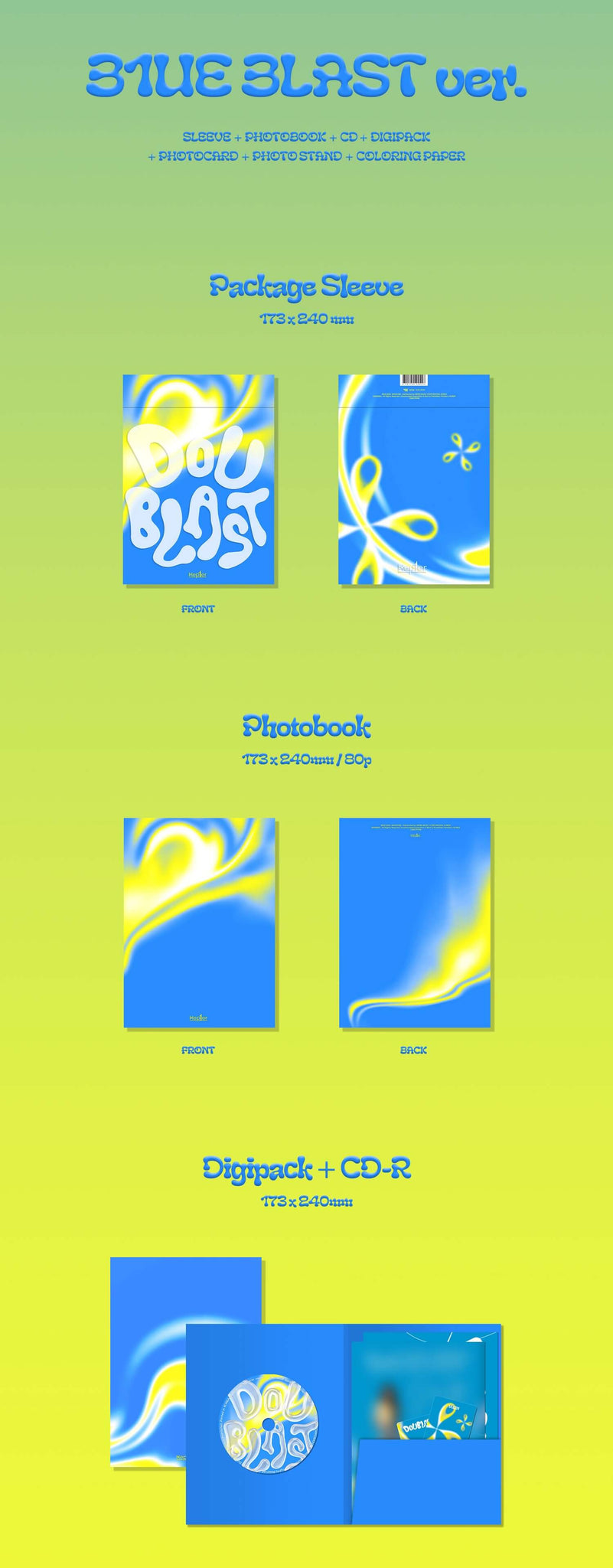 Kep1er DOUBLAST B1UE BLAST Version Inlcusions Package Sleeve Photobook Digipack + CD