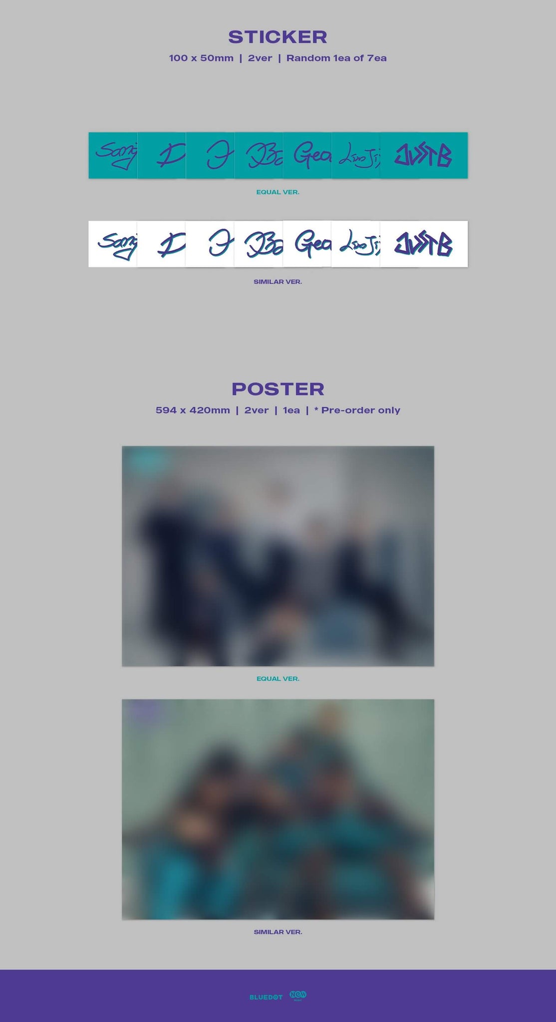 JUST B 3rd Mini Album = (NEUN) Inclusions Sticker Pre-order Only Poster