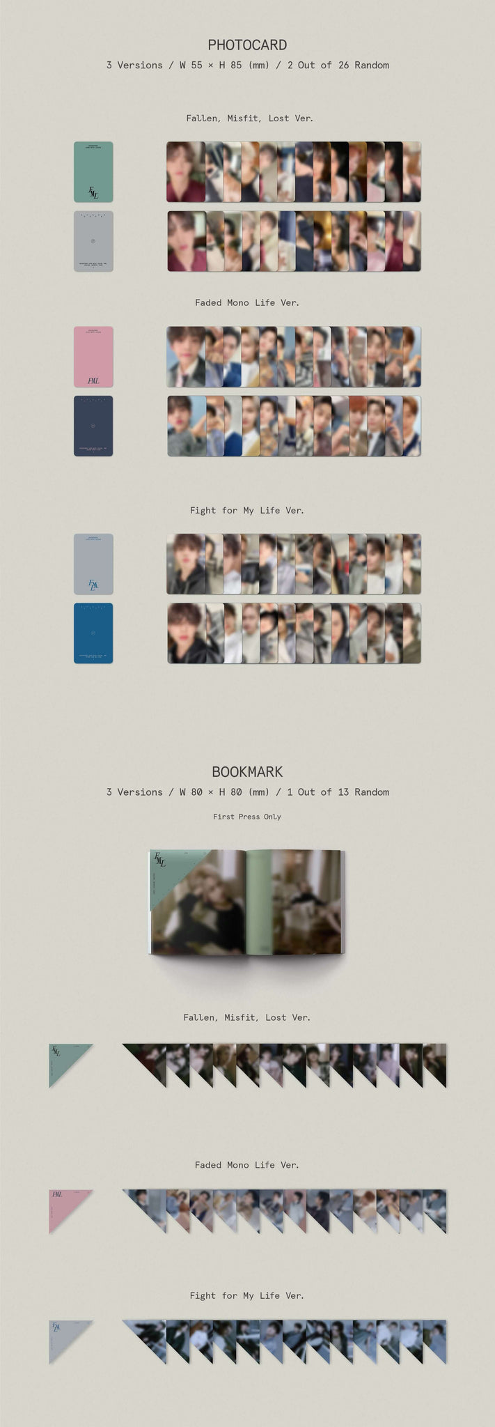  SEVENTEEN 10th Mini Album FML Inclusions Photocards Bookmark