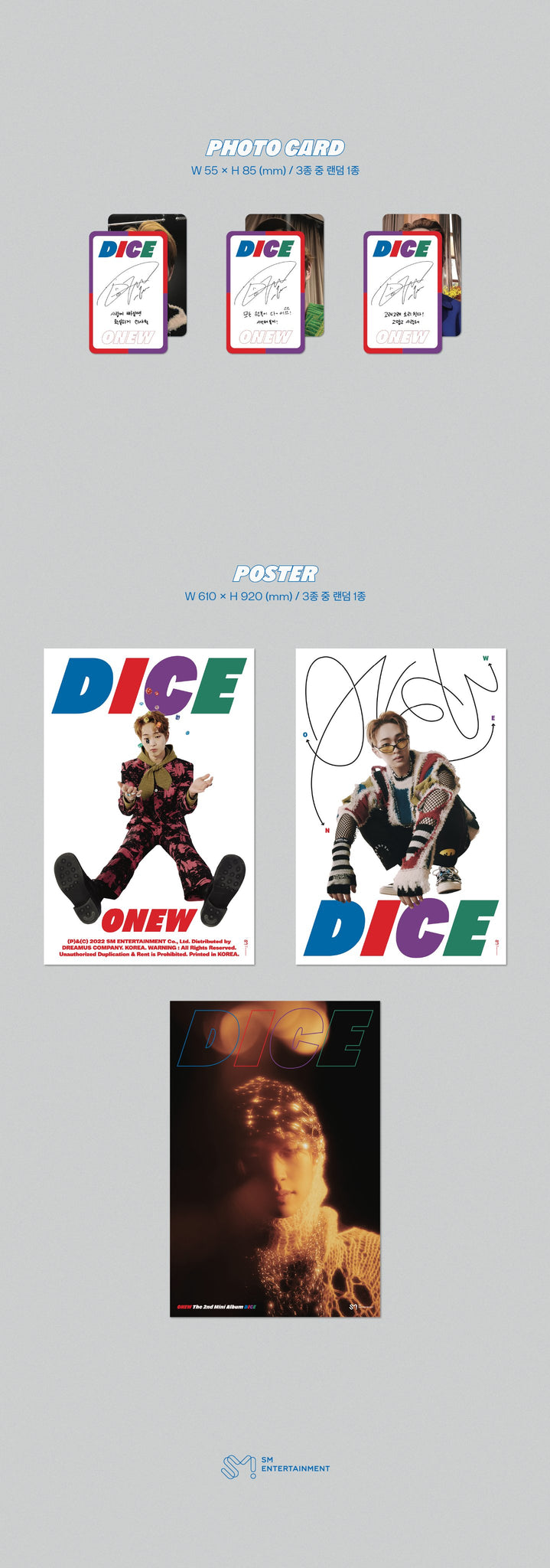 Onew DICE (Photobook Version) Inclusions Photocard 1st Press Only Poster