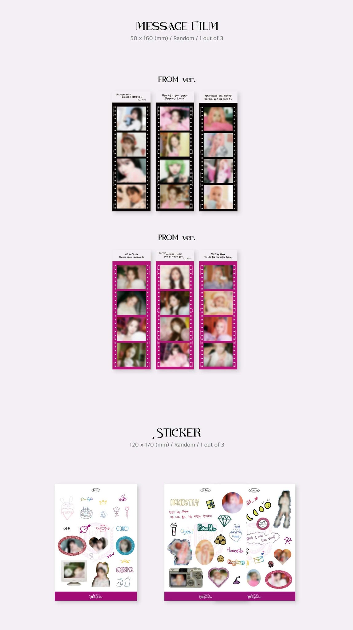 LIMELIGHT 1st Mini Album LOVE & HAPPINESS Inclusions Message Film Sticker