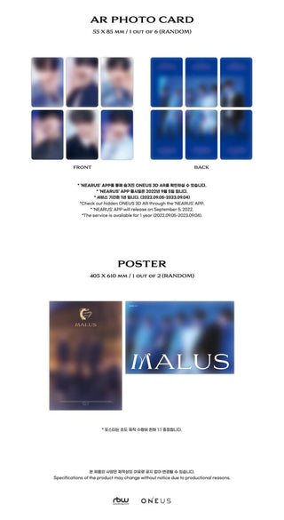 ONEUS MALUS MAIN Version Inclusions AR Photocard 1st Press Only Poster