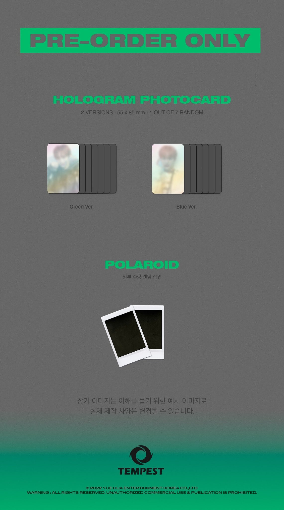 TEMPEST 3rd Mini Album ON and ON Inclusions Pre-order Only Hologram Photocard Polaroid