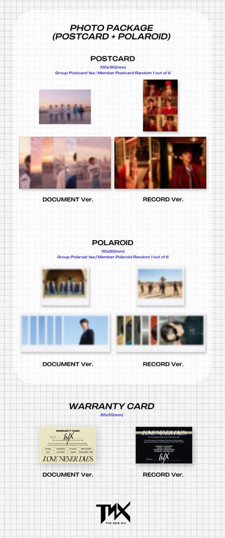 TNX 2nd Mini Album Love Never Dies Inclusions Photo Package Postcards Polaroids Warranty Card