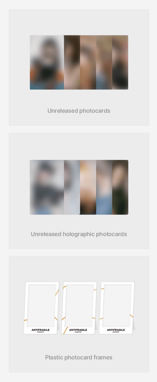 LE SSERAFIM ANTIFRAGILE Standard Version Weverse Gift Unreleased Photocards + Holographic Photocards + Plastic Photocard Frame
