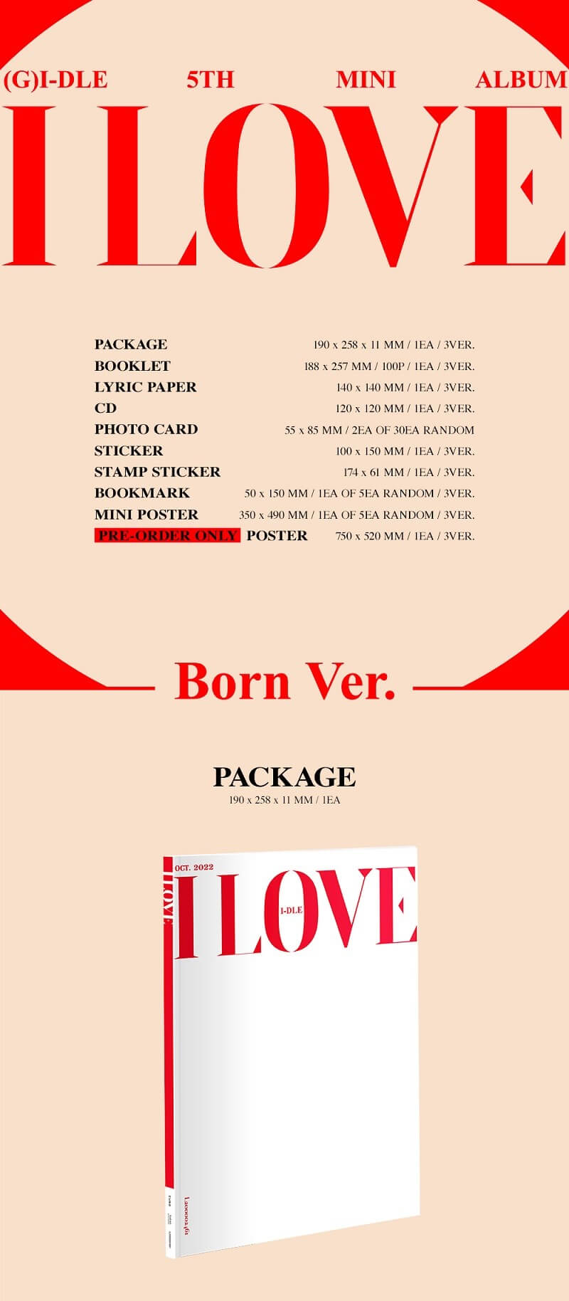 (G)I-DLE 5th Mini Album I LOVE - Born Version Album Info, Package