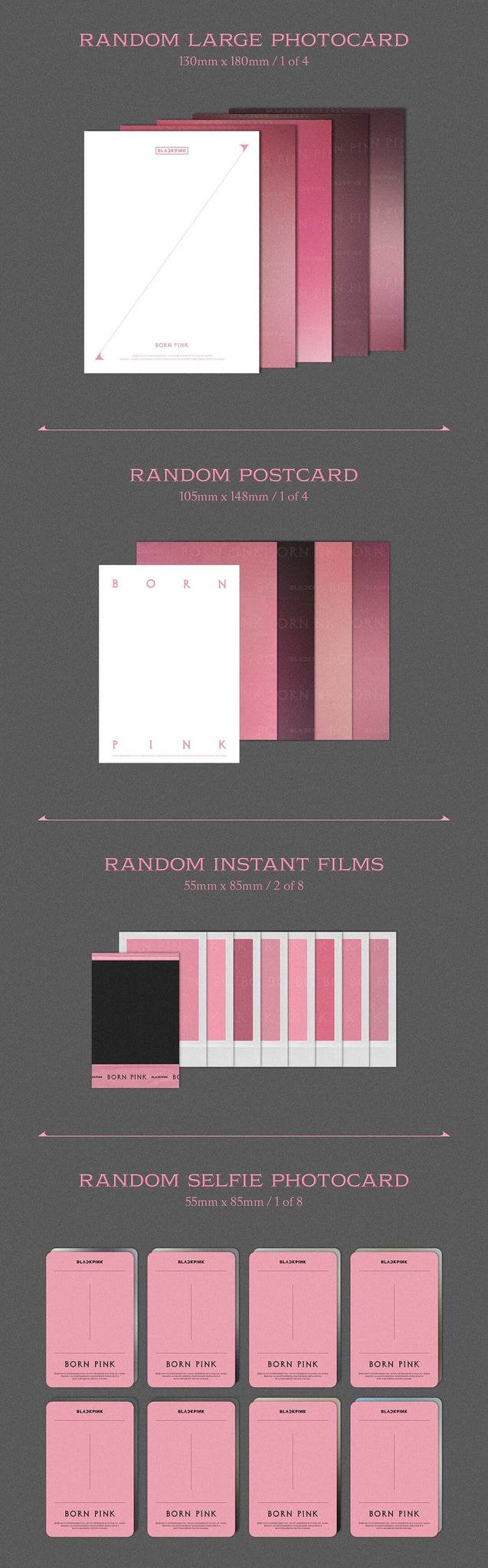 BLACKPINK BORN PINK BOX SET PINK Version Inclusions Large Photocard Postcard Instant Films Selfie Photocard