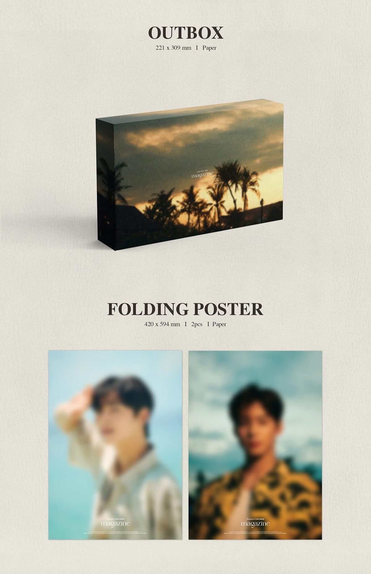 CHA EUN-WOO 2022 OFFICIAL PHOTOBOOK 'MAGAZINE' - SET Version Inclusions Out Box Folding Poster