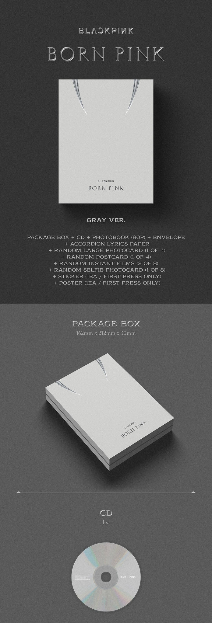 BLACKPINK BORN PINK BOX SET GRAY Version Album Info Inclusions Package Box CD