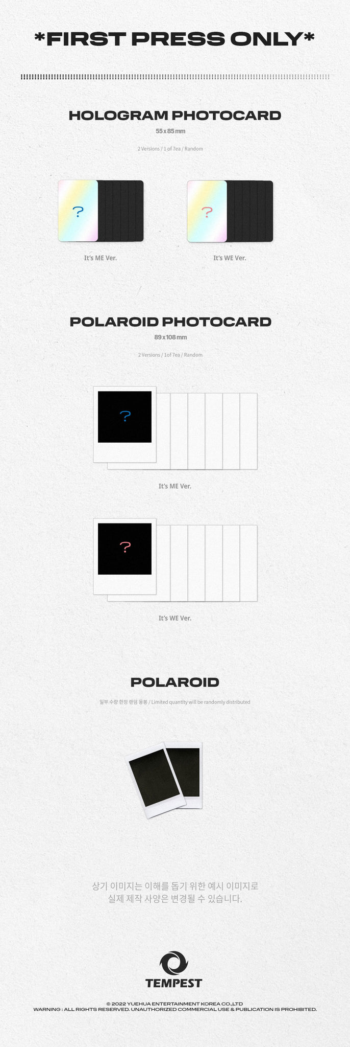TEMPEST 1st Mini Album It’s ME, It's WE Inclusions 1st Press Only Hologram Photocard Polaroid Photocard Polaroid