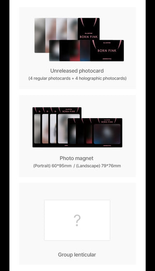 BLACKPINK BORN PINK BOX SET PINK BLACK GRAY Version + Weverse Pre-order Photocard Photo Magnet