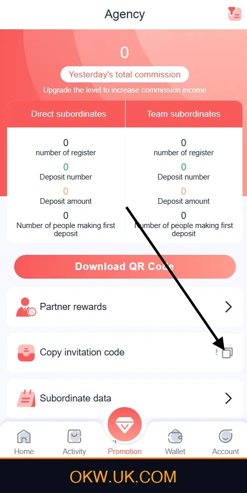 Copy Ok Win Invite Code for Referral Bonus