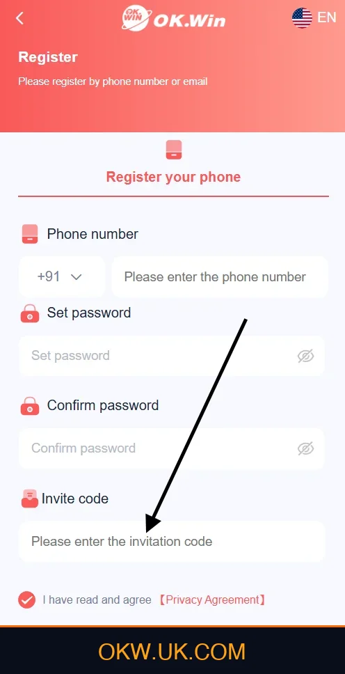 Enter Ok Win Invite Code