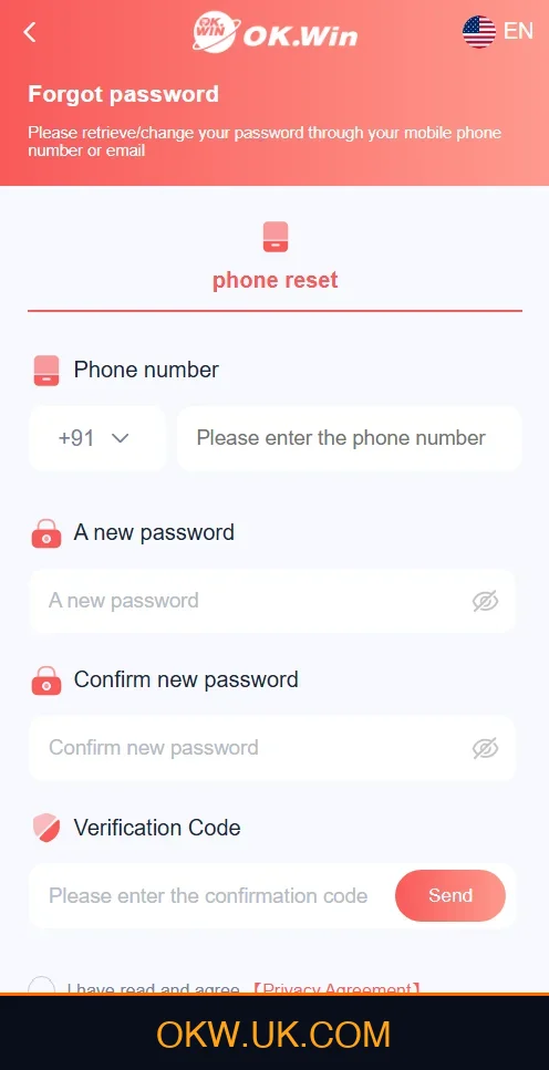 Ok Win Forgot Password Page