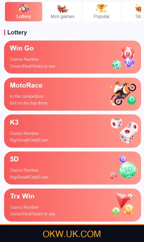 Ok Win TRX Hash Game Interface